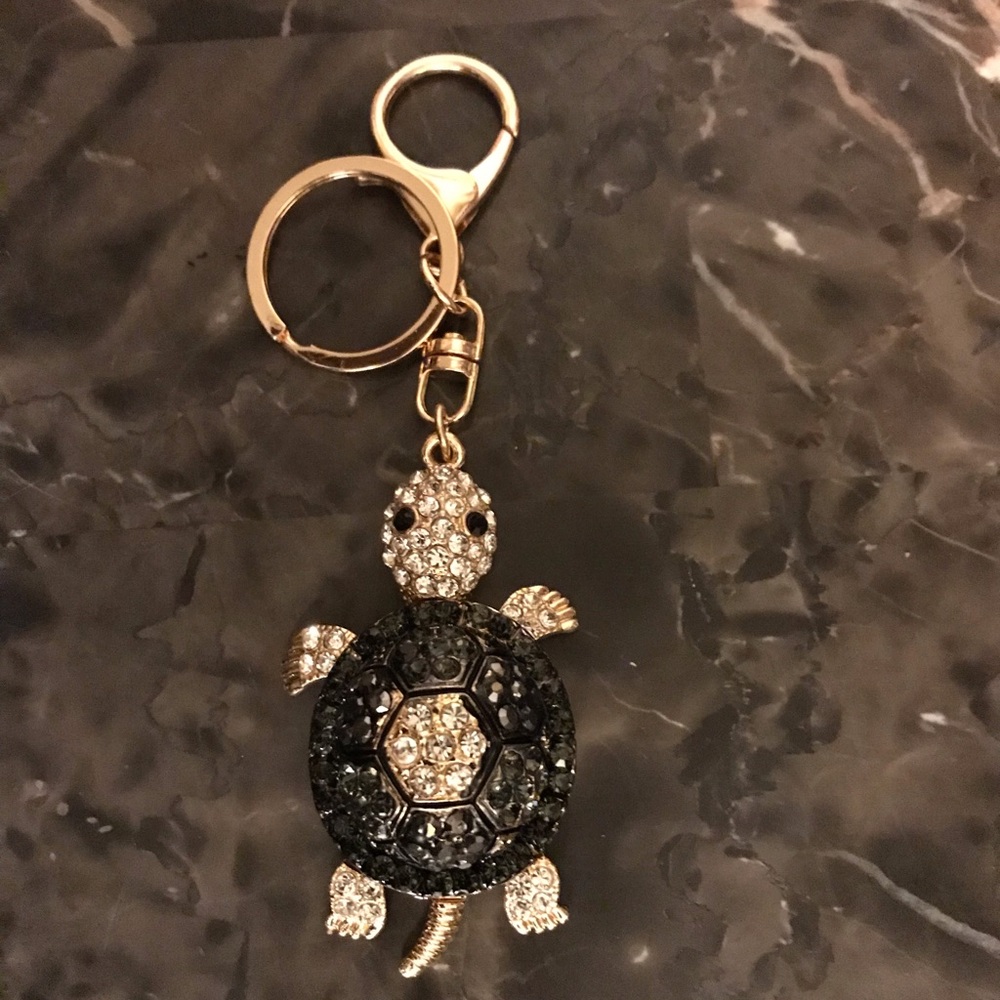 Black and Gold Turtle Bag Charm/Keychain